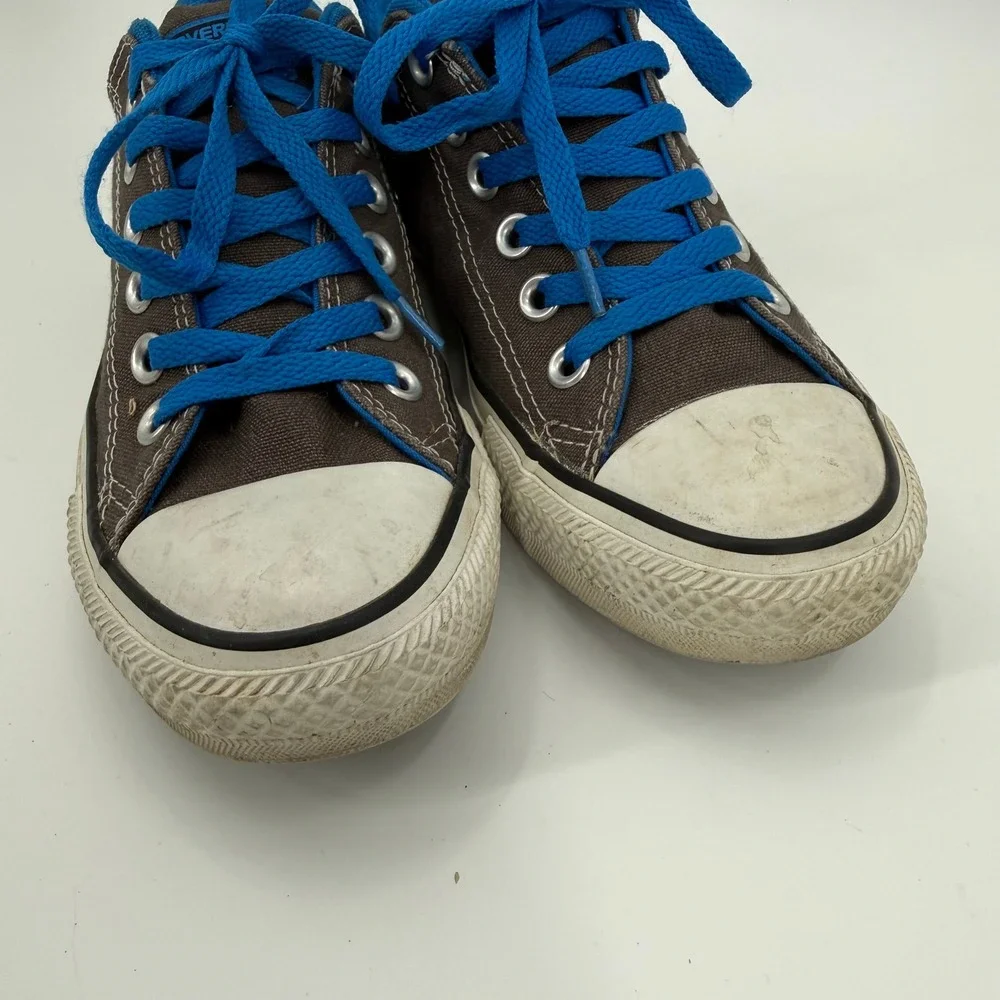 Converse Chuck Taylor Low-Top Charcoal Grey Electric Blue Sneakers Youth 5
